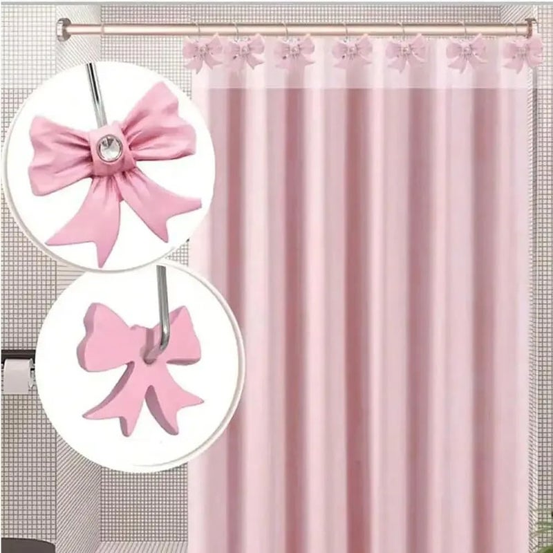 Enegg Decorative Shower Curtain Hooks Bow Tie Rust Resistant Hooks Glide Shower Ring Hangs Holder Bling for Bathroom, Pack of 12 - Image 4
